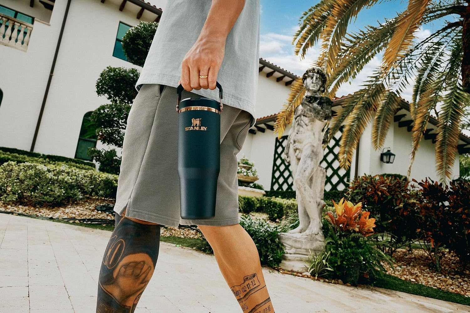 STANLEY x IceFlow 2.0 Flip Straw Tumbler with Handle, 30 oz | Twist on Lid and Flip Up Straw | Leak Resistant Water Bottle | Insulated Stainless Steel | BPA-Free | Messi Goat Black