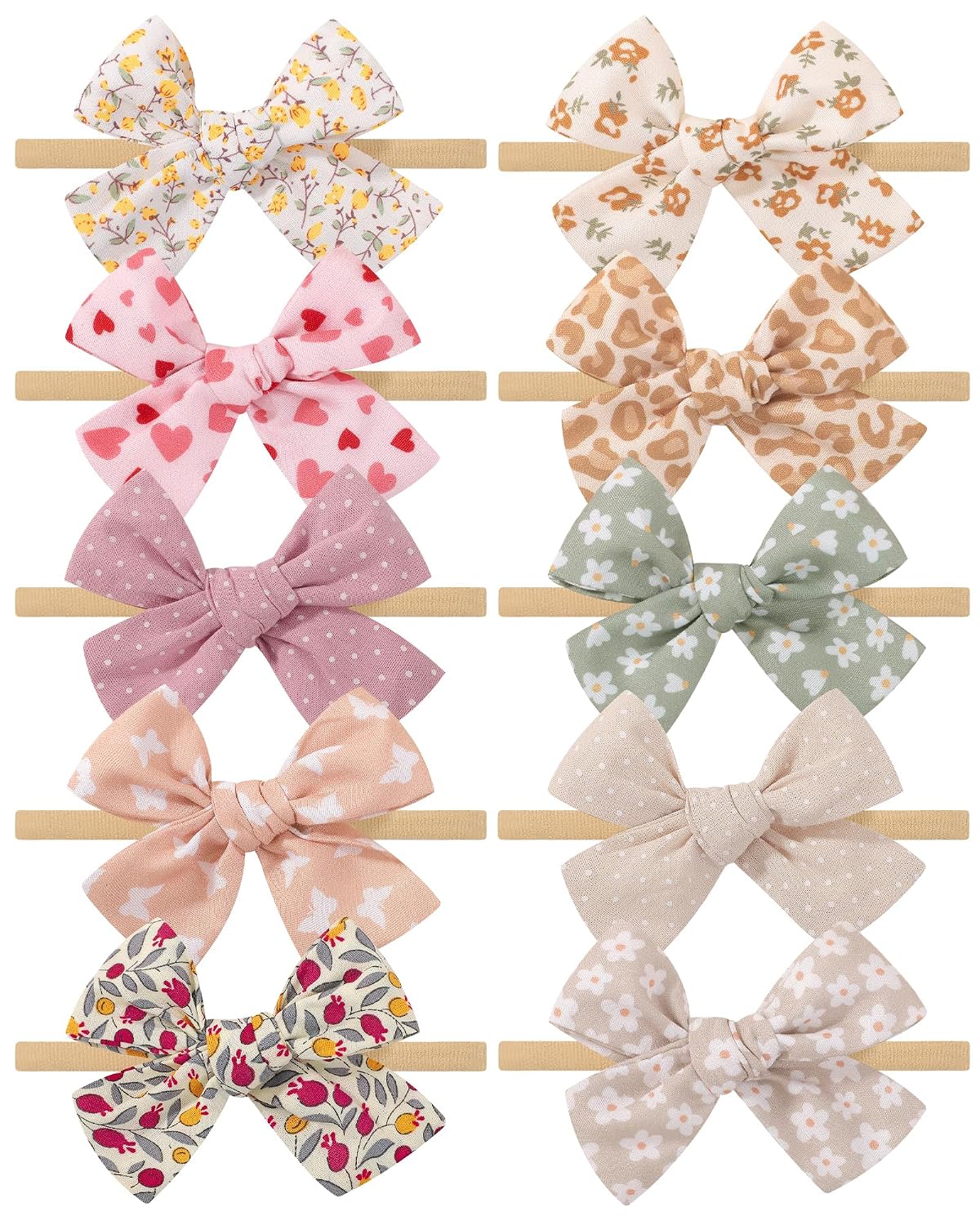doboi 10PCS Baby Girls Headbands Hair Bows Nylon Linen Hairbands