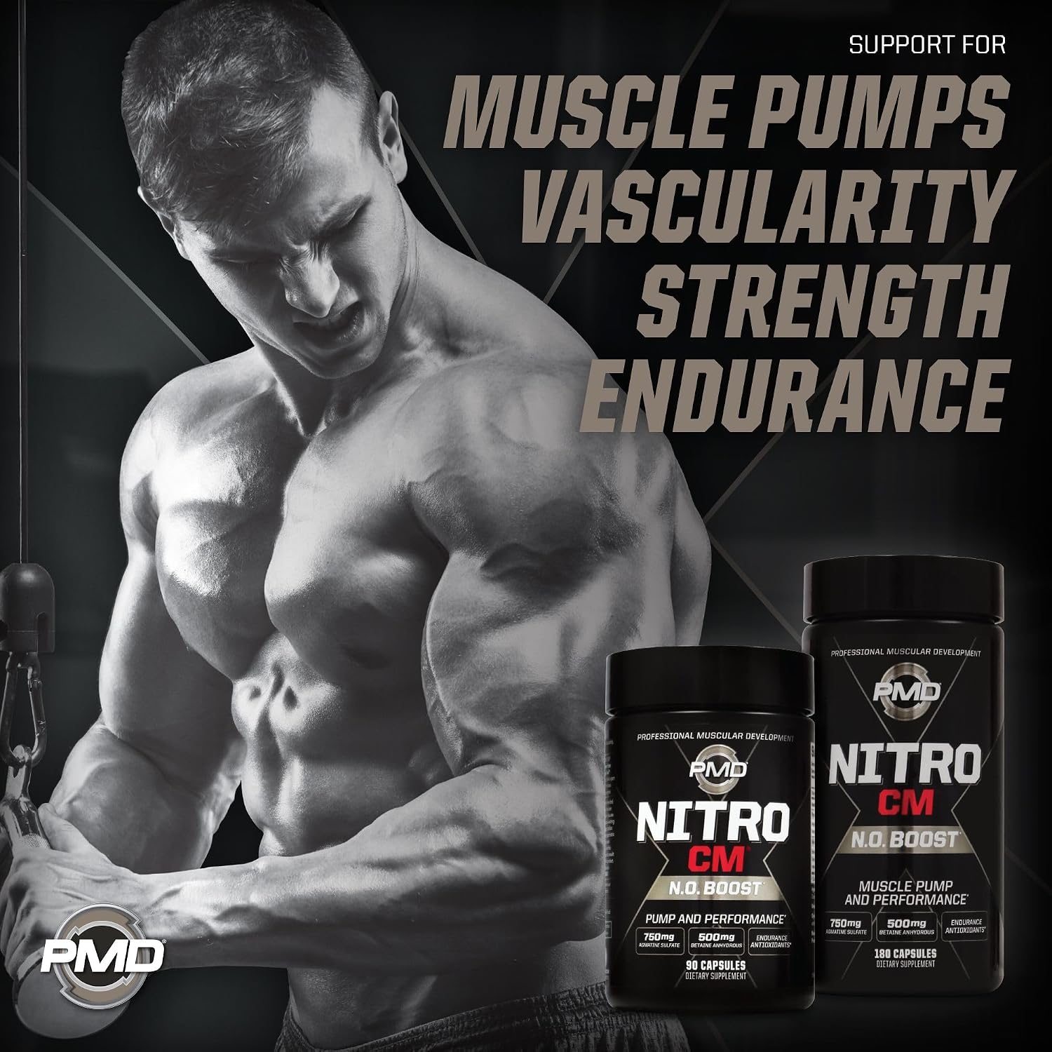 PMD Sports Nitro CM Nitric Oxide with Agmatine Supplement - 180 Capsules