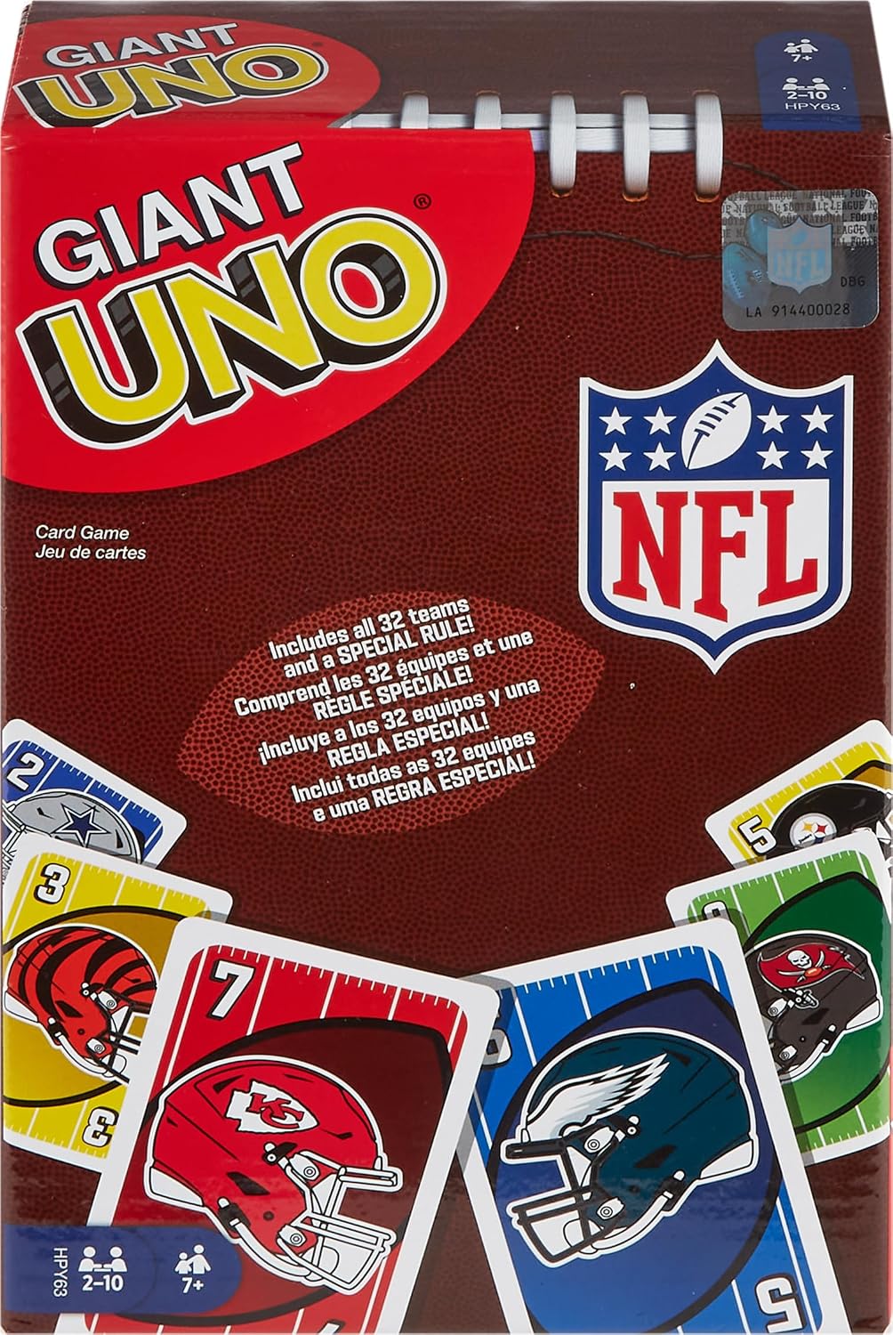 Mattel Games Giant UNO NFL Game for Kids, Adults & Family with Oversized Cards