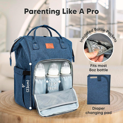 KeaBabies Baby Diaper Bag Backpack, Baby Bag for Boys, Girls (Navy Blue)