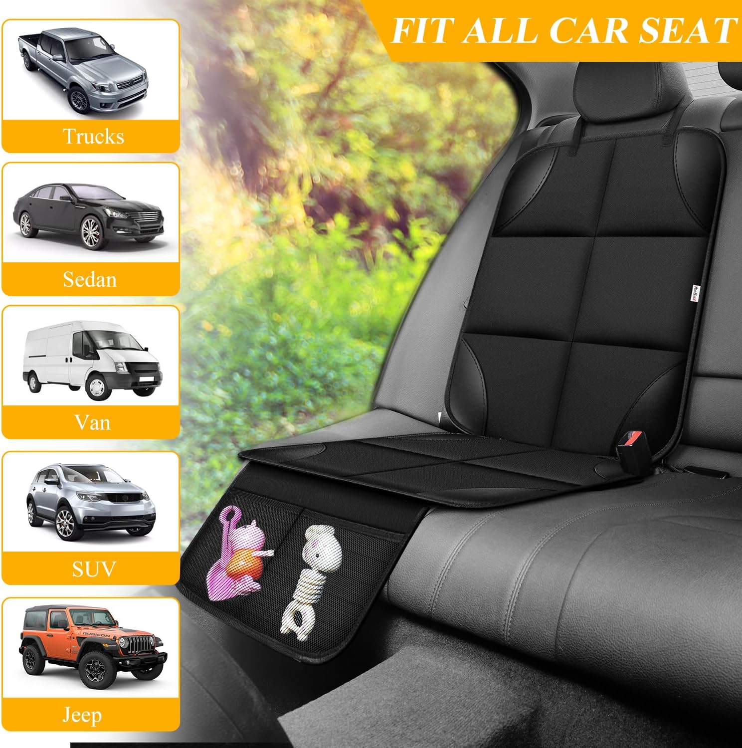 Meolsaek Car Seat Protector for Child Car Seat，Non-Slip Backing No Imprints