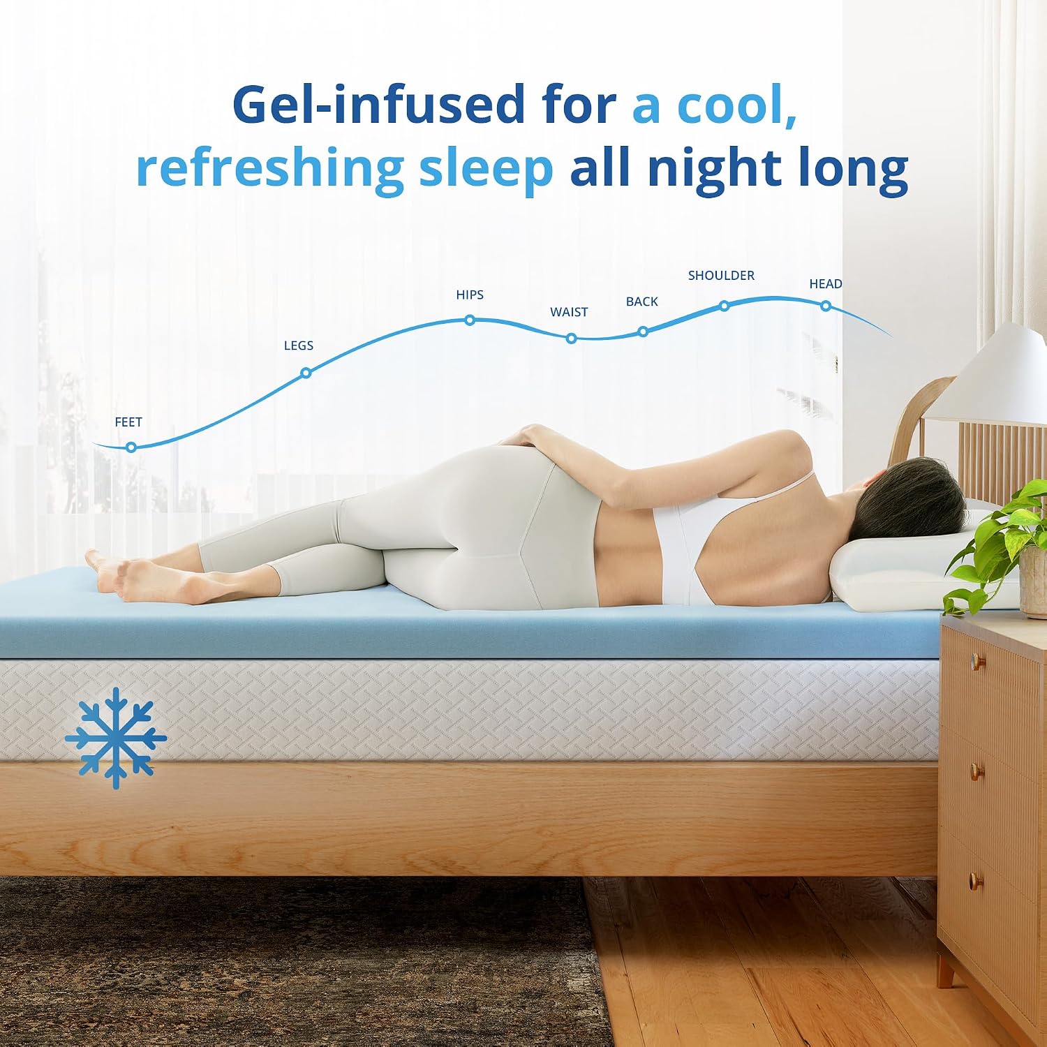 EGOHOME 2 Inch Twin Memory Foam Mattress Topper- Cooling Gel Infused