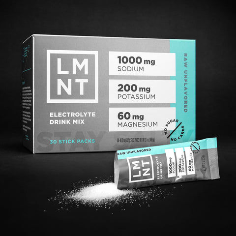 LMNT Zero Sugar Electrolytes - Raw Unflavored Salt | Drink Mix | 30-Count