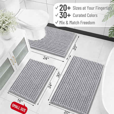 OLANLY Small Bathroom Rugs 24x16, Thick Soft Absorbent Chenille Bath Rugs