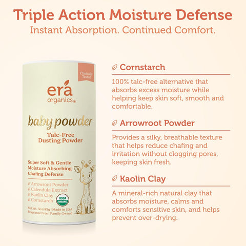 Talc-Free Organic Baby Powder - Non-Toxic Dusting Powder for Baby & Body