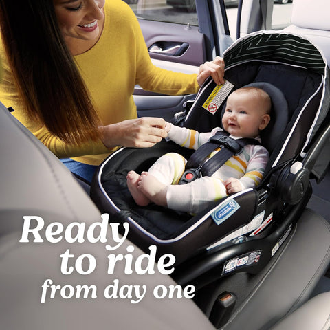 Graco SnugRide Lite LX Infant Car Seat, Lightweight Rear-Facing Seat for Babies 4–30 lb, 4-Position Adjustable Base, Latch Installation & ProtectPlus Engineered, Lilac Mod