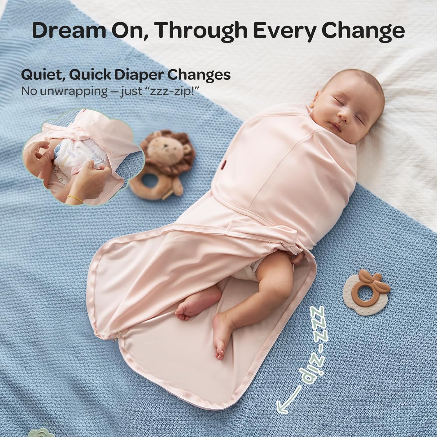 Momcozy Swaddles for Newborns, Quiet Fastener Swaddle for Infant 0-3 Months