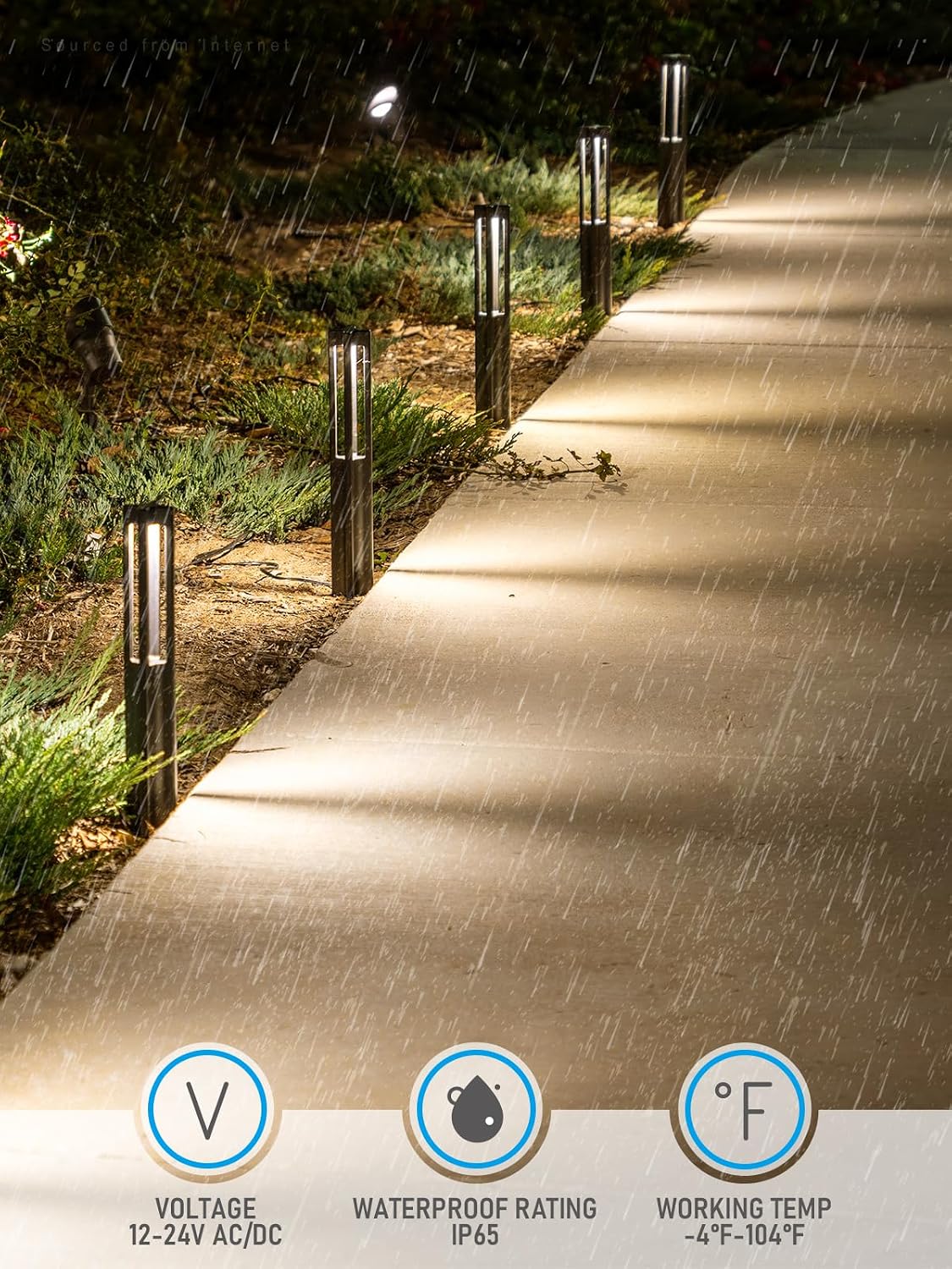 LEONLITE 6-Pack 3W LED Low Voltage Path Lights Aluminum 3000K Black