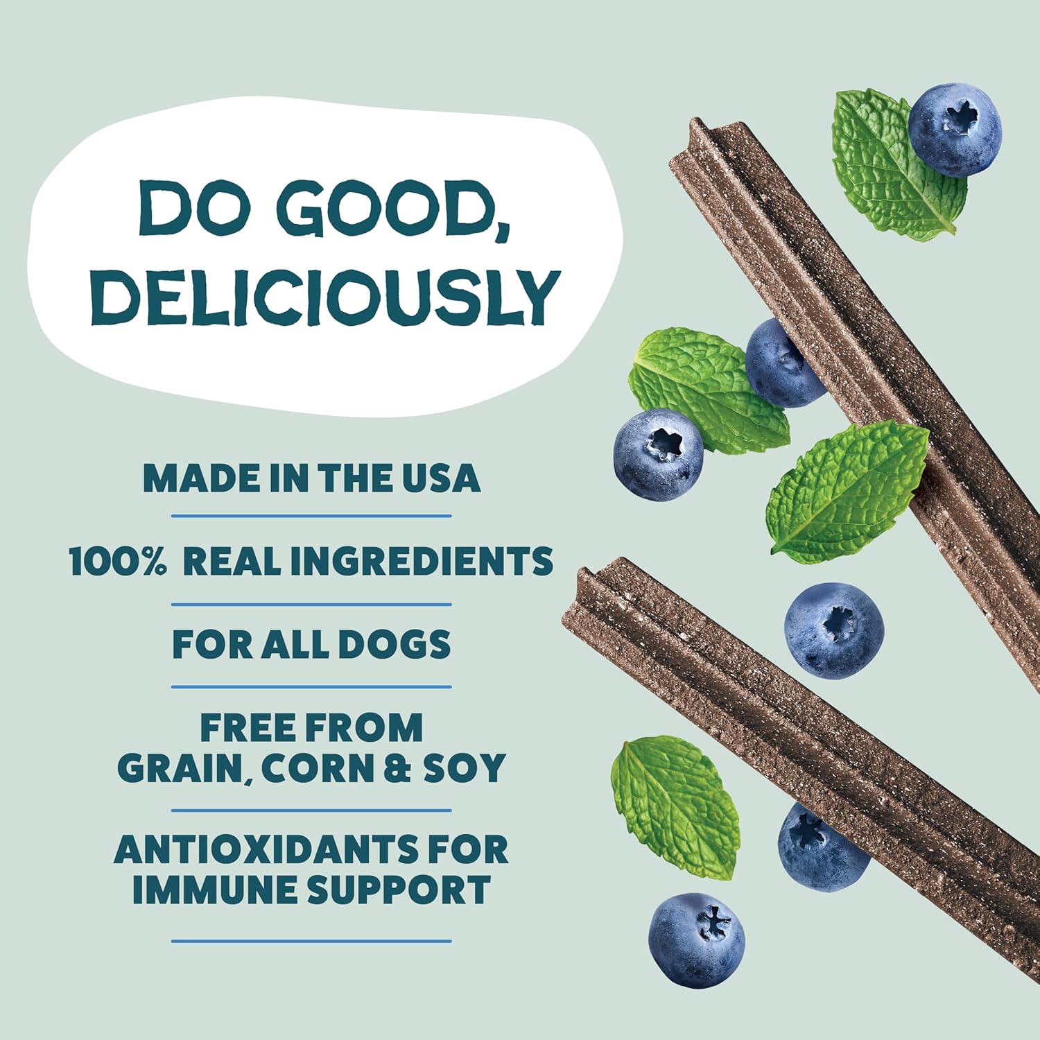 Shameless Pets Blueberry & Mint Dental Chews for Dogs, 8 Chews