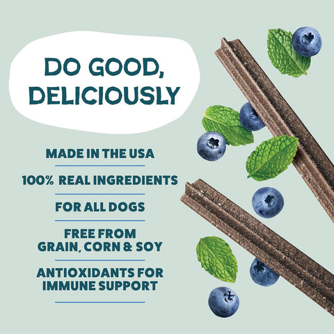 Shameless Pets Blueberry & Mint Dental Chews for Dogs, 8 Chews
