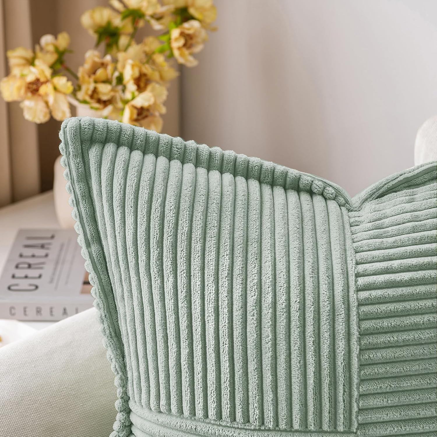 MIULEE Decorative Throw Pillow Covers for Couch 16x16 Inch Greyish Green