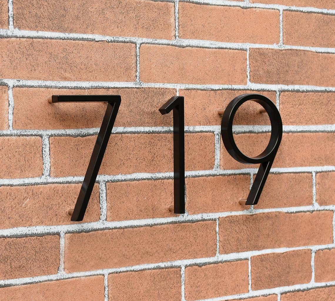5" Stainless Steel Floating House Number, Metal Modern House Numbers (6)
