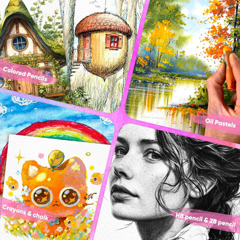 64 Sheets Watercolor Paper,5"x7" Water Color Paper Bulk,Loose Drawing Paper