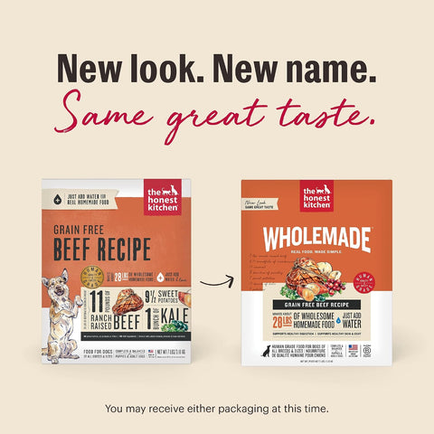 The Honest Kitchen Wholemade Grain Free Beef Recipe, Human Grade Dehydrated Dog Food, Just Add Water, Supports Healthy Digestion, Skin & Coat, Topper for Dry or Wet Dog Food, 7 lb Box Makes 28 lbs