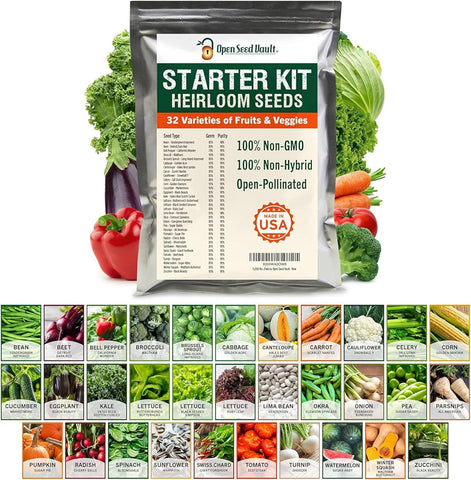 Vegetable & Fruit Seeds, 32 Packs, Non-GMO, 15,000+ Seeds