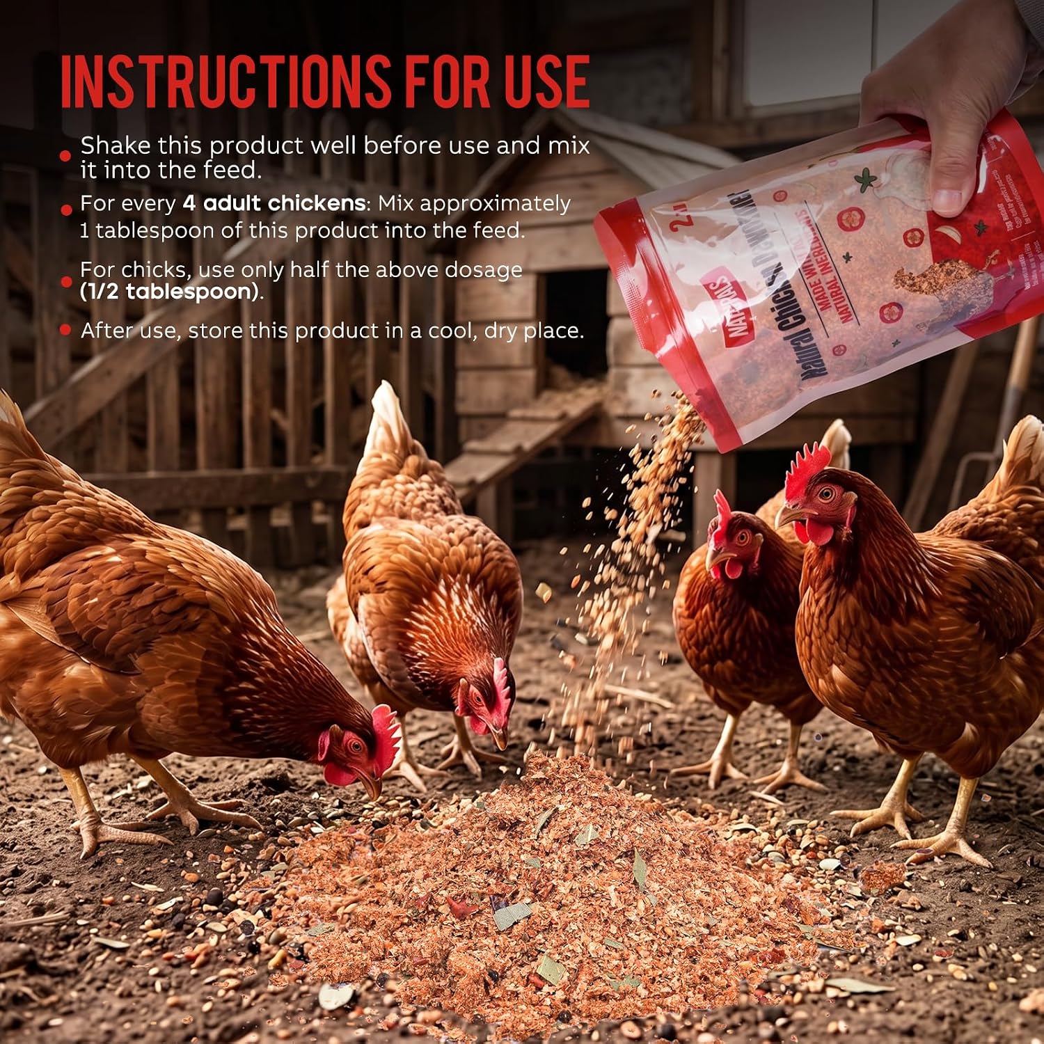 Naturals Armor Chicken Dewormer Powder, Chili Mix Wormer for Flock Poultry