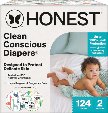 The Honest Company Daytime Diapers, Barnyard Babies, Size 4, 23 Count