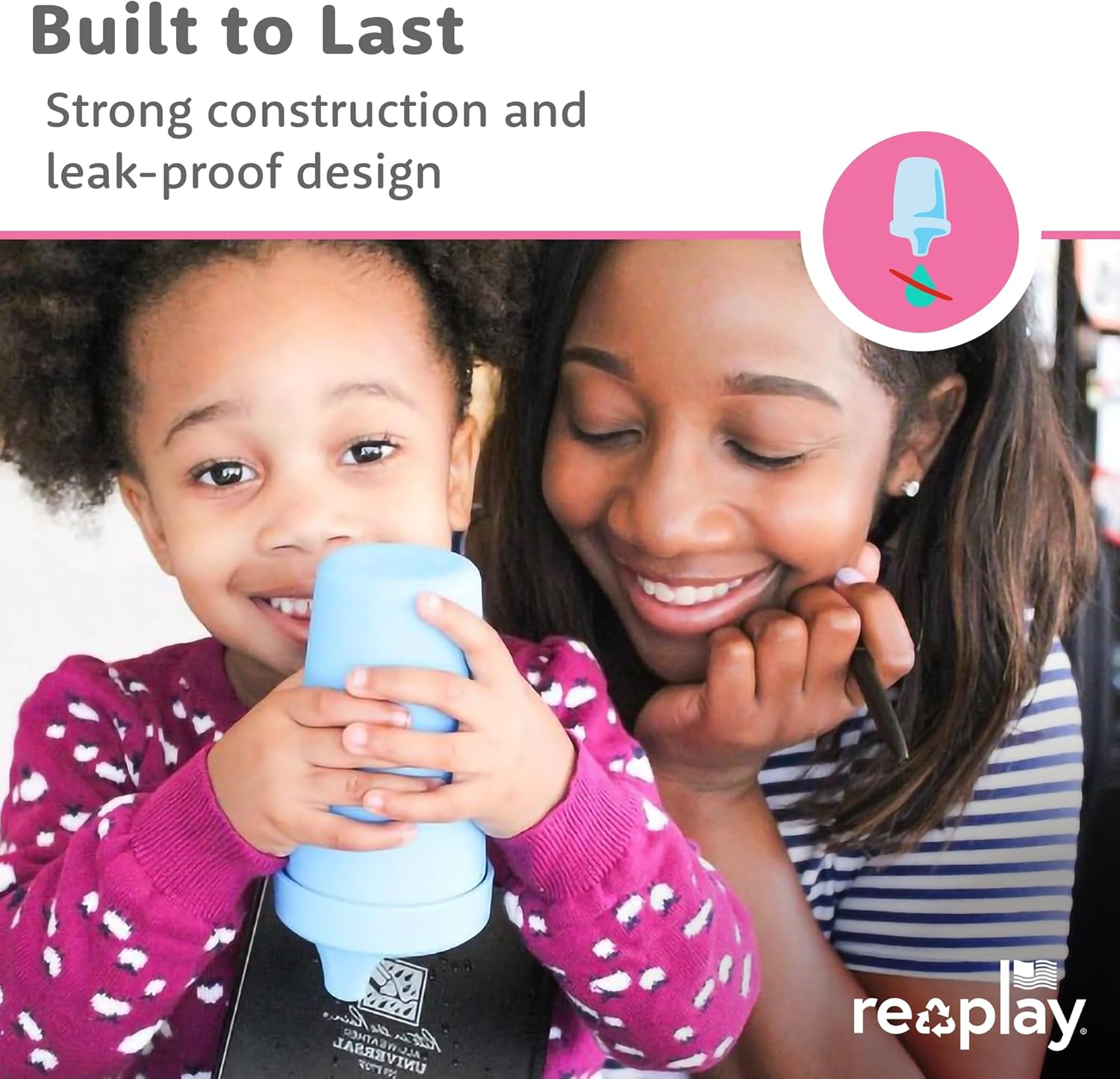 Re-Play Spill-Proof Sippy Cups for Toddlers - Kids Reusable 10 Oz Set of 4, Dishwasher & Microwave Safe, Made in USA, Cool Blues