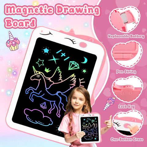 Teriph LCD Writing Tablet for Kids, Unicorn Girl Toys, Toddlers Toys Drawing Board, Educational Doodle Pad Kid Toy for 3 4 5 6 7 8 Year Old Girls Boys Easter Birthday Party Xmas Gift, 8.5inch & Pink