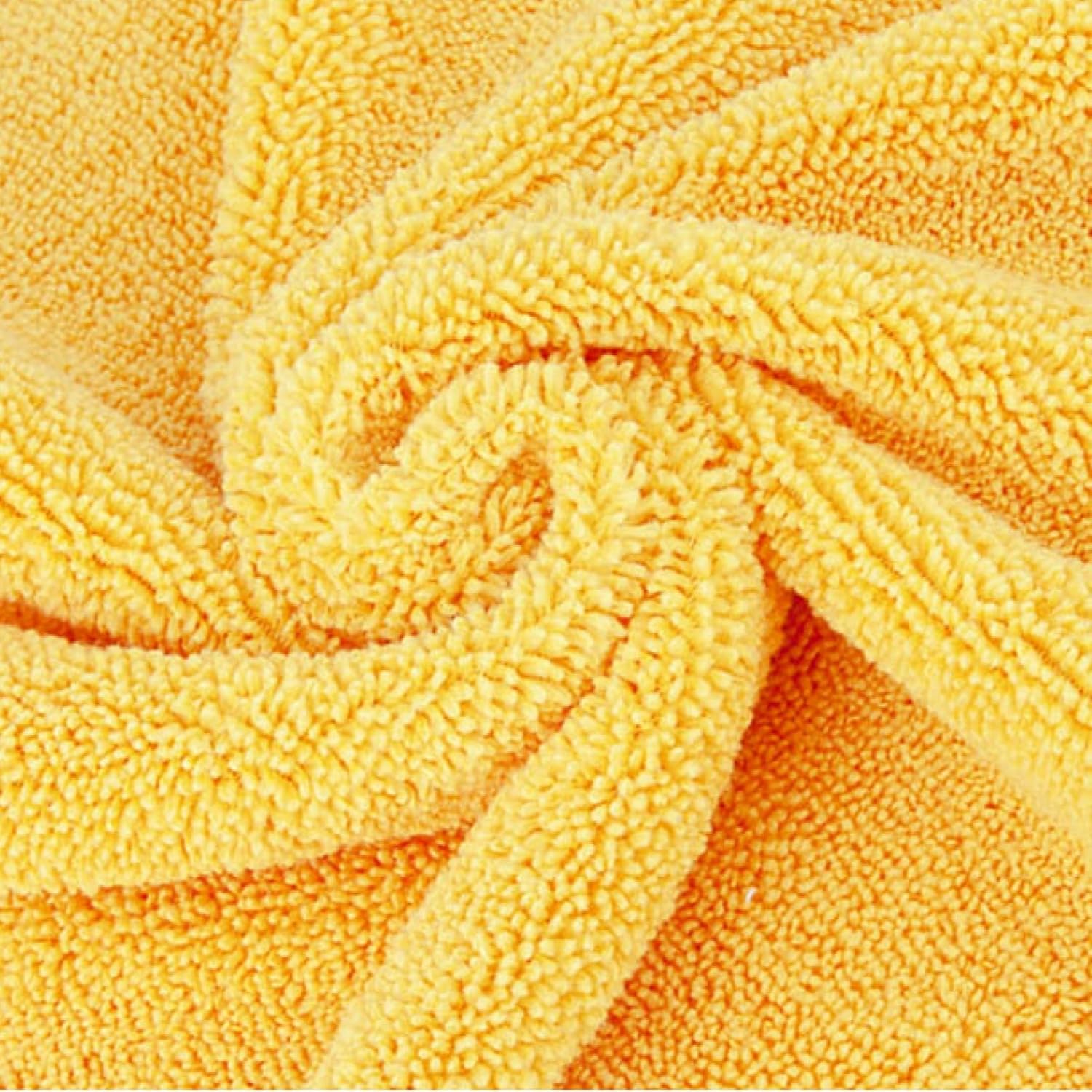 Amazon Basics Microfiber Car Drying Towels, Highly Absorbent, Lint Free, Scratch Free, Ultra-Soft, Car Detailing, Buffing and Polishing, 16" x 16", Yellow, 12-Pack