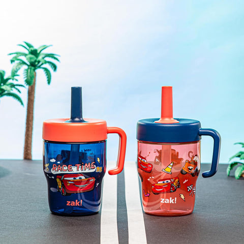 Zak Designs Disney Pixar Cars Capri 10oz Leak-Proof Toddler Cups, 2-Pack