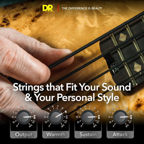 DR Strings BLACK BEAUTIES™ - Black Colored Bass Strings: Heavy 50-110 Tapered