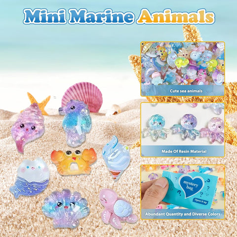 Ocean Animal Blind Bag Mini Resin Figures, Cute Cartoon Sea Creatures Mystery Pack for Kids & Teens, DIY Phone Case Charms, Craft Decorations, Party Favors & Collectibles