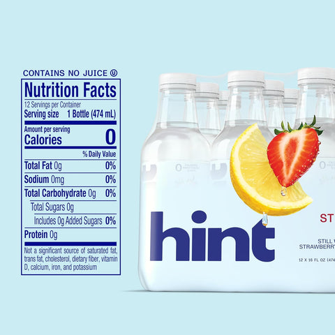 Hint Flavored Water Zero Sugar 0 Calories - Strawberry Lemon (12 pack)
