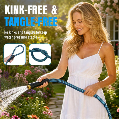 Garden Hose 25 ft, Non-Expanding Lightweight Kink-Free Flexible Water Hose