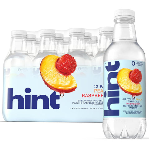 Hint Flavored Water Zero Sugar 0 Calories - Peach Raspberry (12 pack)