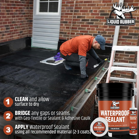 Liquid Rubber Waterproof Sealant - Roof & Gutter Coating, Black, 1 Gallon
