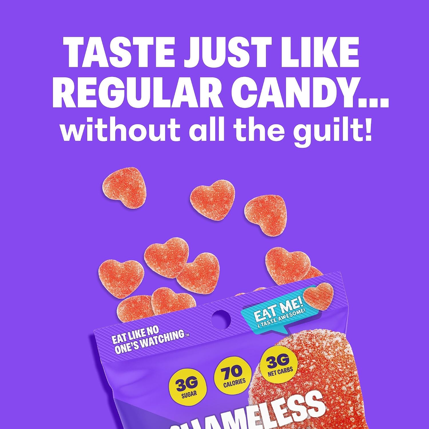 Shameless Snacks OMG Peach Sour Gummy Candy & Fruit Snacks - Keto, 3g Sugar