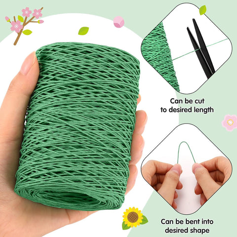 Syhood 673 Feet Floral Vine Bind Wire Rustic Craft Wire, Mint Green