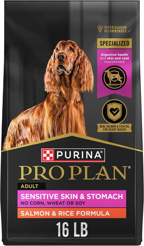 Purina Pro Plan Sensitive Skin & Stomach Dry Dog Food, Salmon, 16 lb Bag