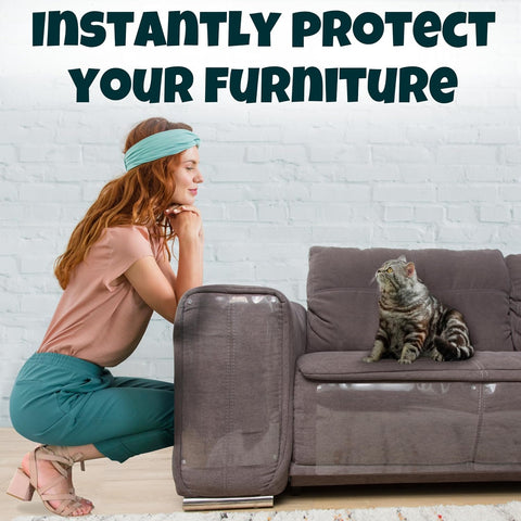 FixZilla Anti Cat Scratch Furniture Protector, 10-Pack Couch Protector from Cat Claws - Heavy-Duty, Easy-to-Apply Scratching Deterrent and Shield for Sofa Corners, Walls, Doors- with 50 Twist Pins