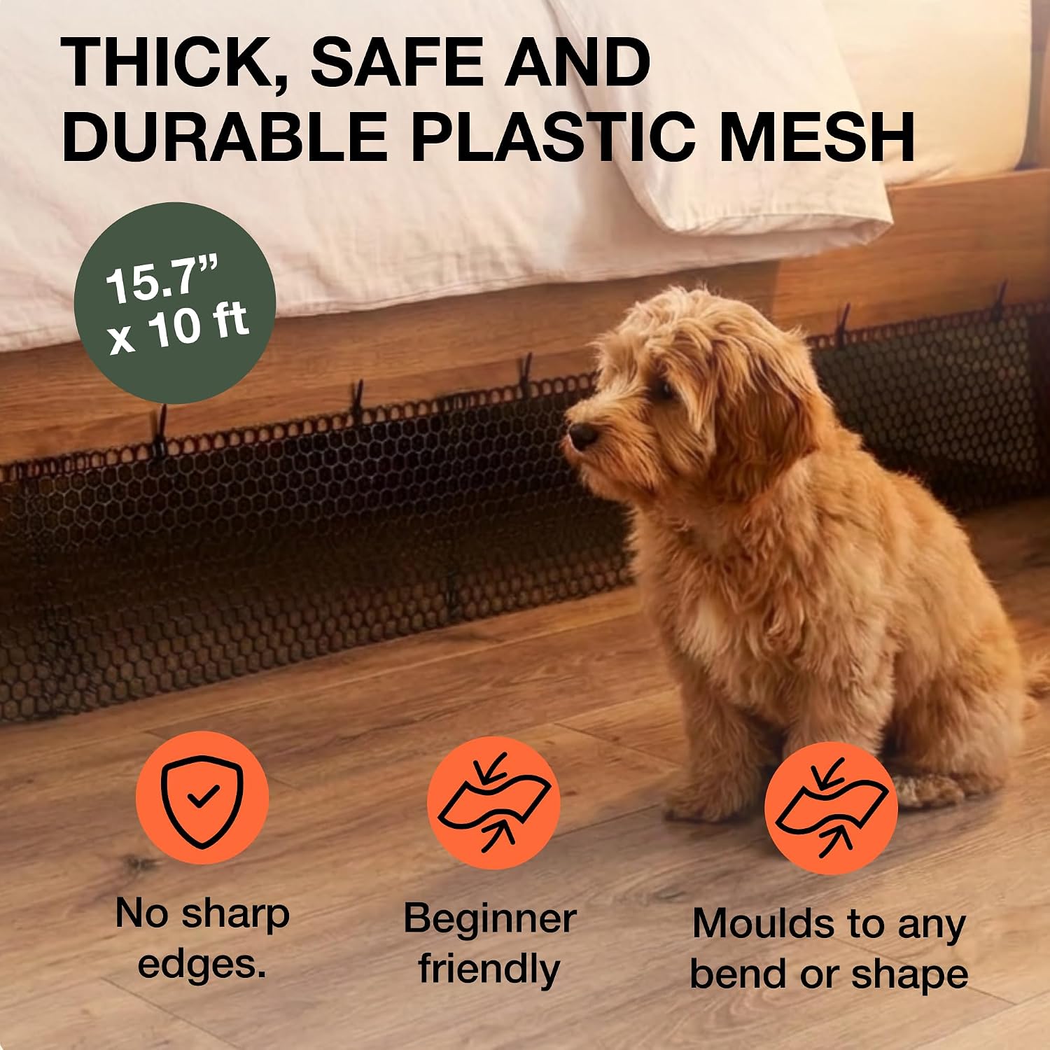 MaPorch Plastic Chicken Wire Fencing, Under Bed Blocker for Pets, White 1pk