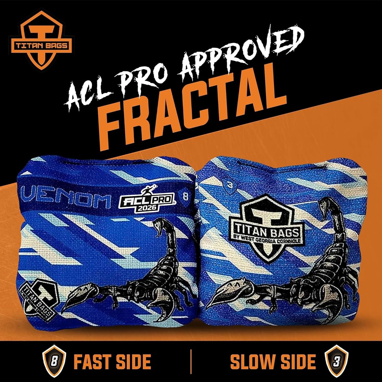 Titan Bags Venom ACL Cornhole Bags - Set of 4 - Speed 3/8