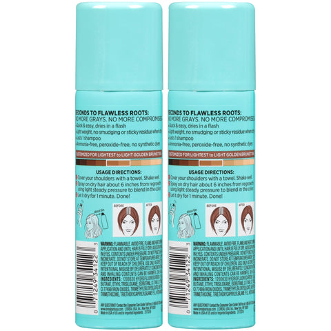 L'Oreal Paris Hair Color Root Cover Up Temporary Gray Concealer Spray Light Golden Brown (Pack of 2) (Packaging May Vary)