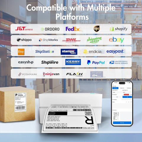 Thermal Shipping Label Printer 4x6 Bluetooth Label Maker for Small Business