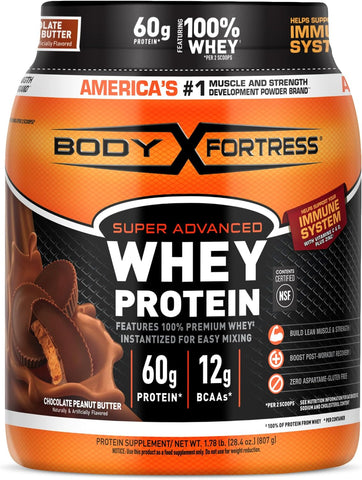 Body Fortress Super Advanced Whey Protein Powder, Chocolate PB, 1.78 lbs