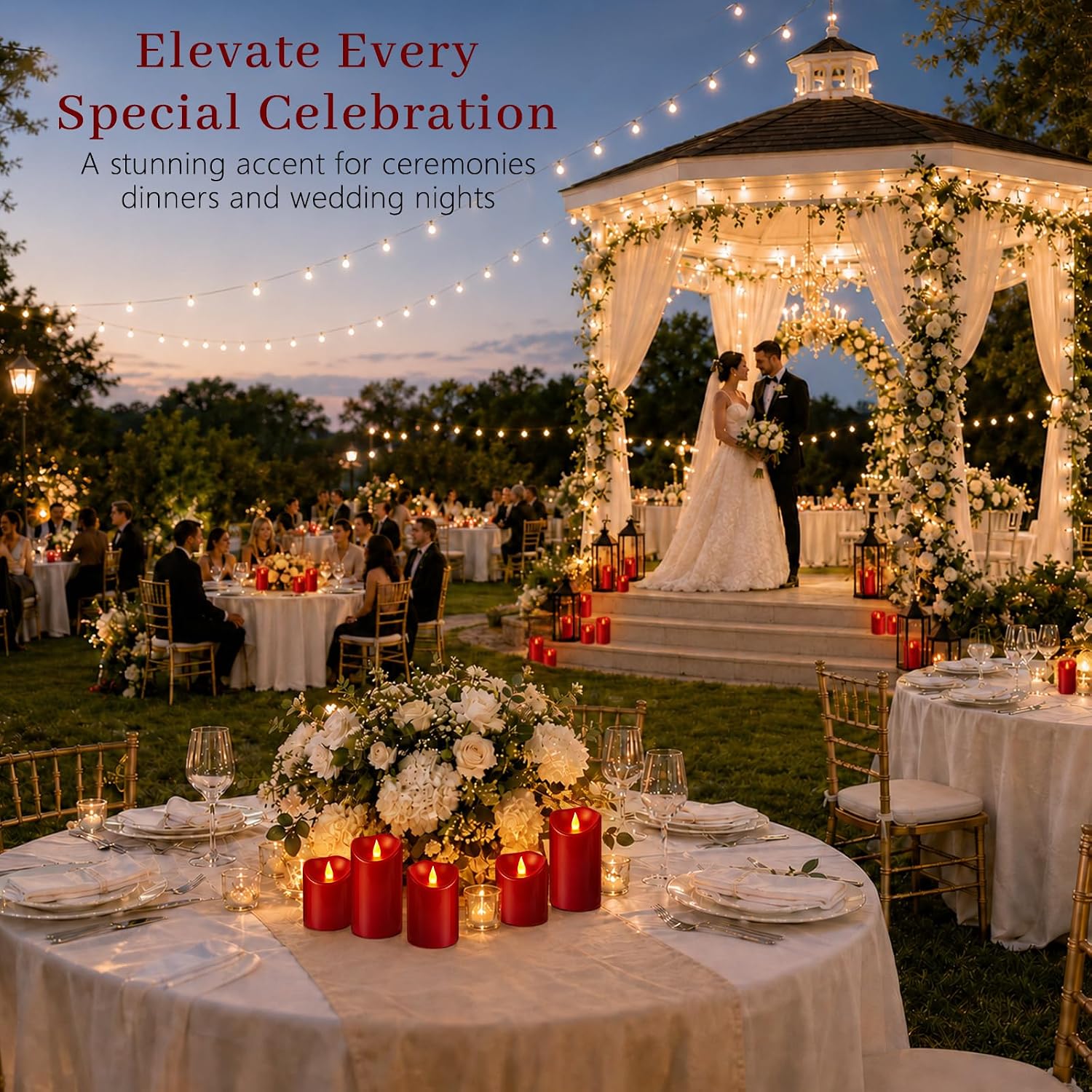 Flameless Candles 4" 5" 6" Set of 3 Outdoor Indoor Burgundy Pillars Battery Operated Flickering Candles with Cozy Climbing Flame Effect, 8-Key Remote Timer, Plastic LED Candles for Wedding Decor
