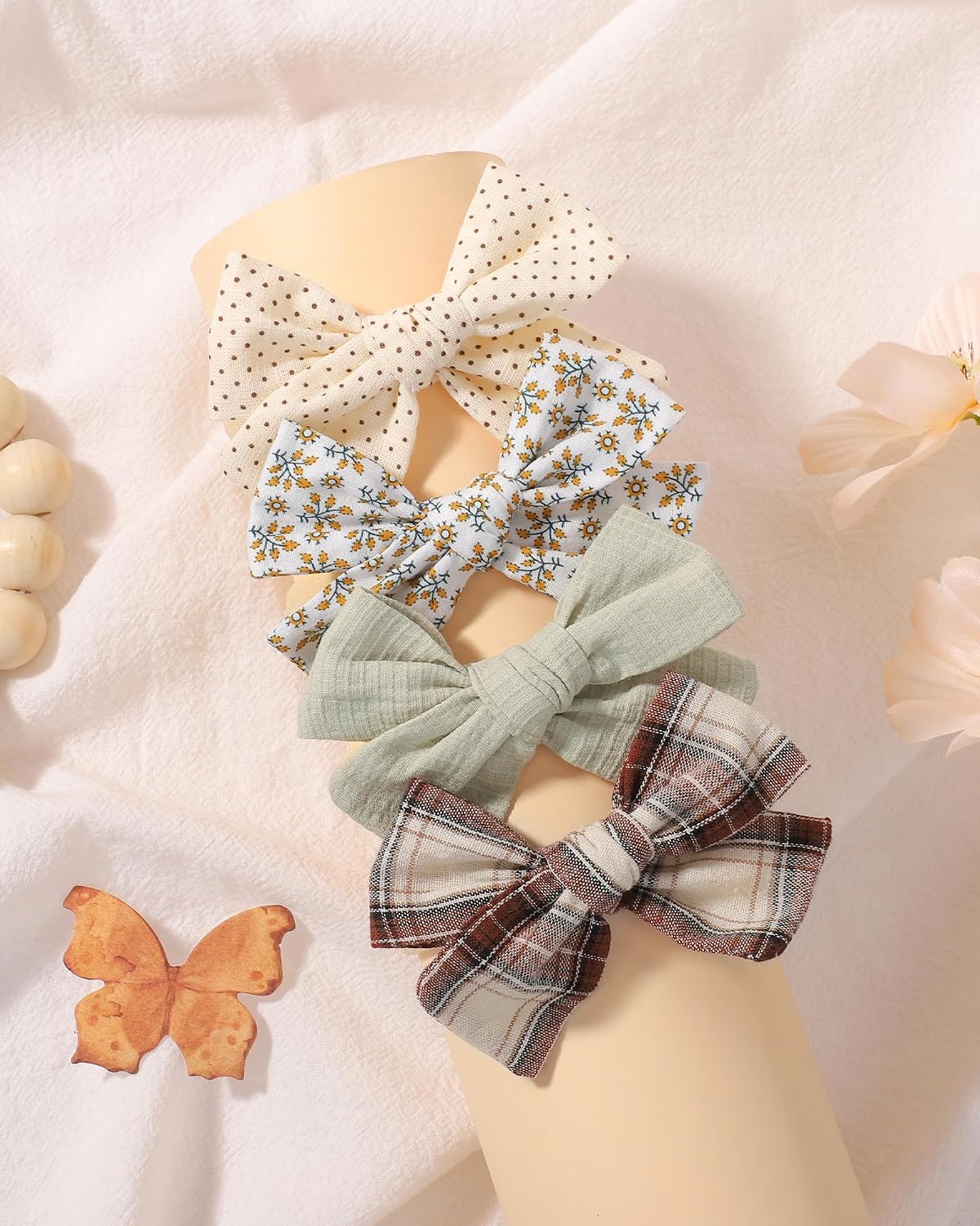 doboi 10 Pack Baby Girl Headbands with Bows, Soft Nylon Newborn Headbands