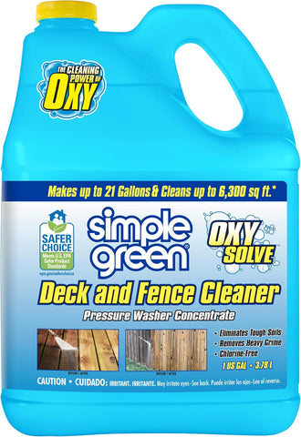 Simple Green Oxy Solve Deck and Fence Pressure Washer Cleaner, Colorless to Pale Straw, Unscented, 128 Fl Oz (Packaging May Vary)