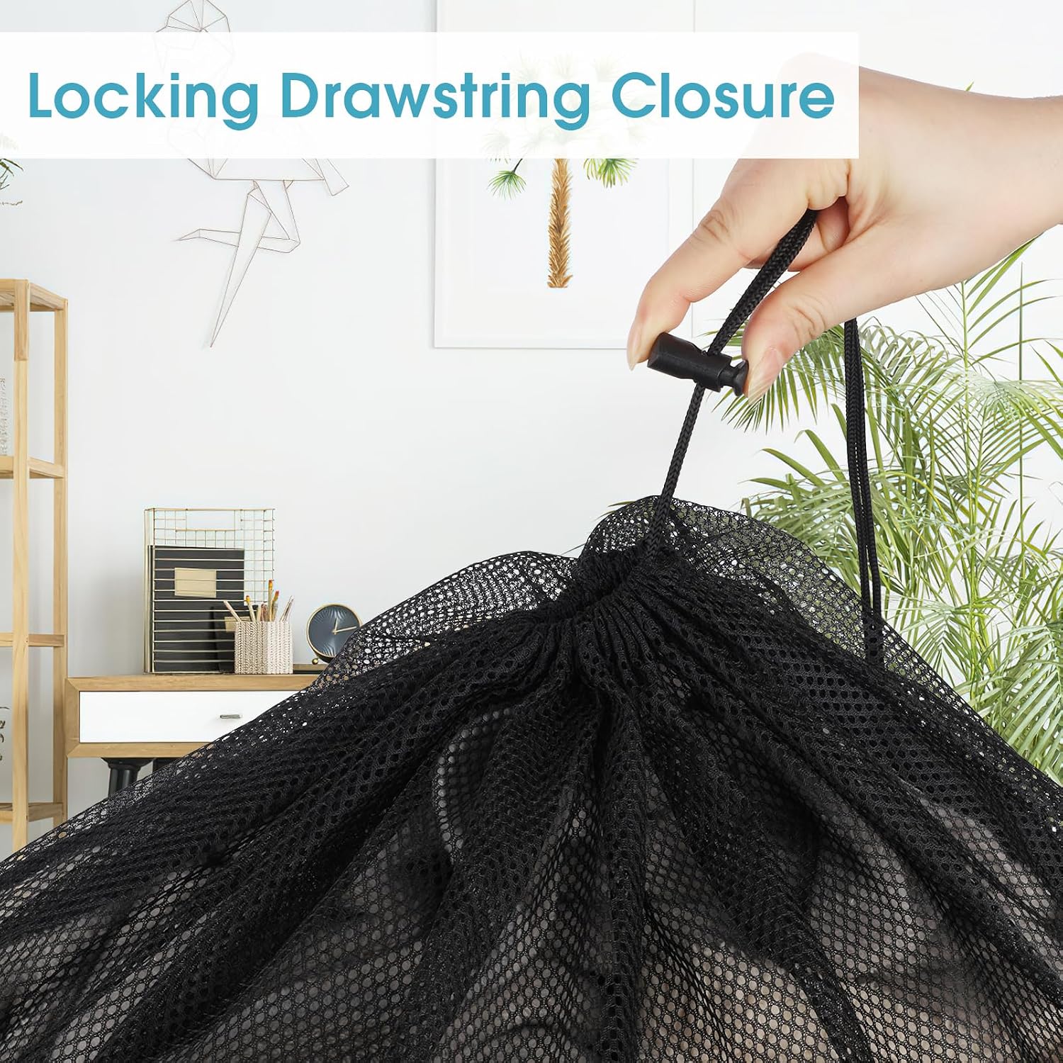 2 Pack Mesh Laundry Bags 23x34 Inch Drawstring Locking for Travel Home