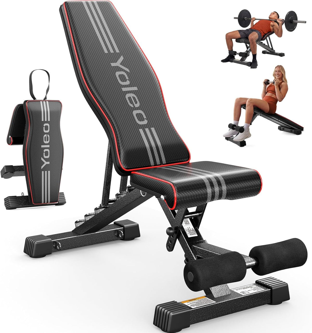 YOLEO Adjustable Weight Bench, ASTM-Certified 827LBS