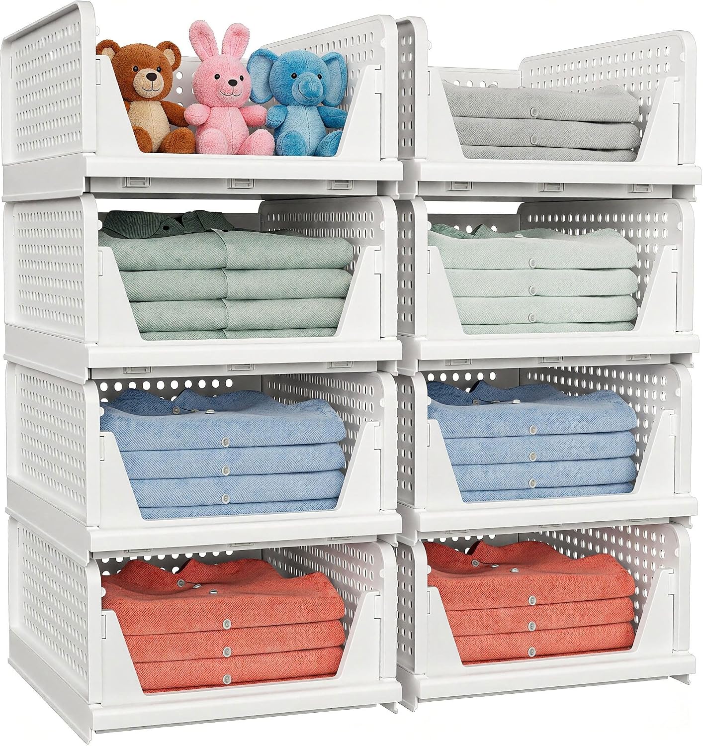 caktraie 4 Pack Stackable Closet Storage Basket - Stackable Storage Bins