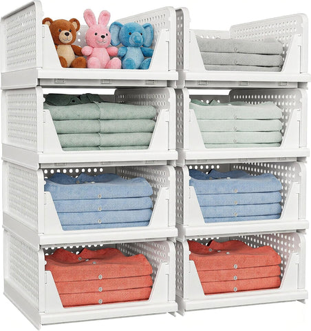 caktraie 4 Pack Stackable Closet Storage Basket - Stackable Storage Bins