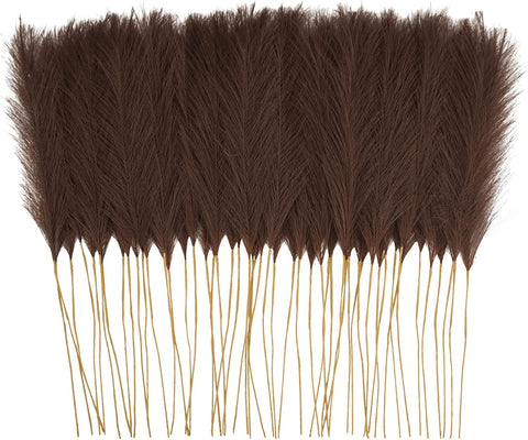 obbsie 50PCS Brown Faux Pampas Grass Decor, 21.6" Fluffy Vase Filler