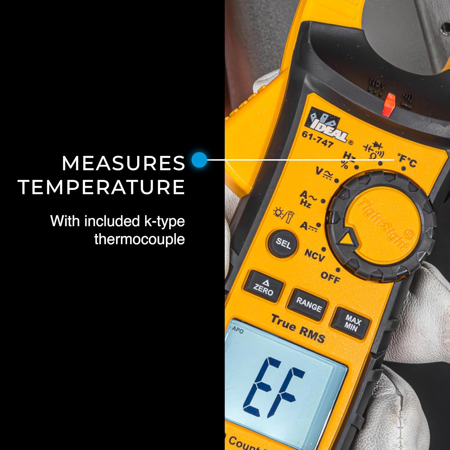 Ideal Electrical TightSight Clamp Meter, 61-747, 400A AC/DC True RMS